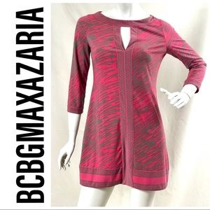 BCBGMAXAZARIA Pink Patterned Mini Dress - Size S